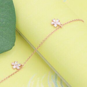 "Delicate Rose Gold Bracelet with Floral CZ Charms, XPBL1130